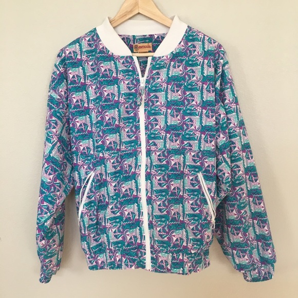 Antigua Vintage Geometric 90’s Windbreaker - Picture 3 of 8